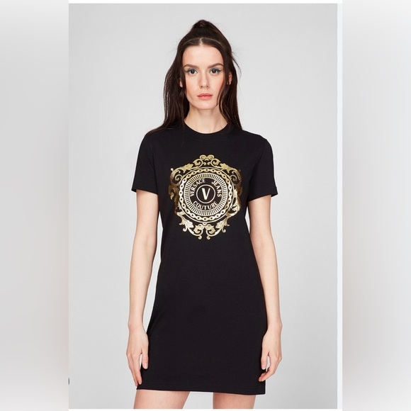 Versace Jeans Couture Women’s Black T-Shirt Dress Size XL - Picture 11 of 15